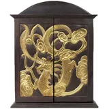 Schrank Drache Hängeschrank Medizinschrank Blattgold 65cm Braun Gold mit Rattan