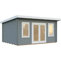 Palmako Gartenhaus Lisa 14,2 m2 - 44 mm hellgrau/weiß