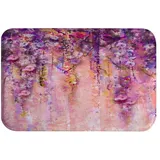 A.Monamour Badematten Badteppiche Badvorleger Rosa Und Violette Farbe Glyzinien Blumen Aquarellmalerei Bokeh Lila Blumen Saugfähigen Flanell rutschfeste Bodenmatte Für Badezimmer Küche 40x60cm