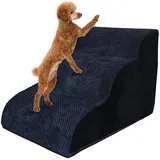 Galatée Hundetreppe, Langlebige, rutschfeste Hundetreppe, 3-Stufige Hunderampe Für Hohe Betten Oder Sofas, Weiche Haustiertreppe Für Verletzte Hunde, Ältere Haustiere, Kleine Katzen(Schwarz)