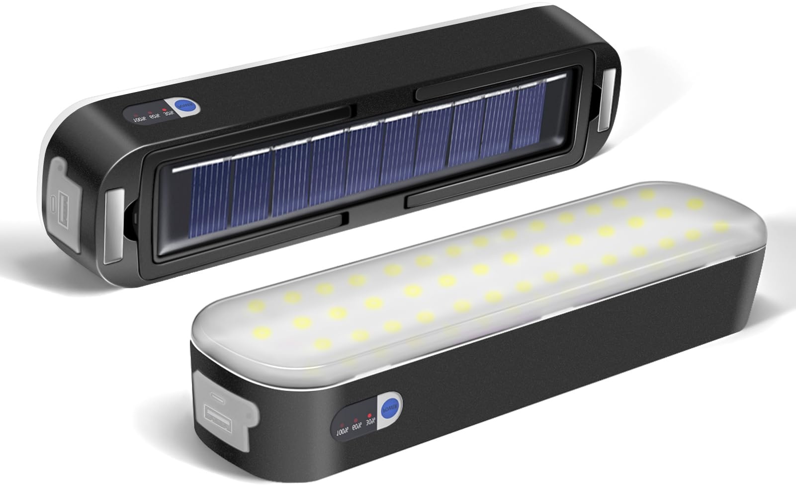 Civikyle 1-Stück LED Solar Laterne Campinglampe Magnetische Outdoor Zelt Licht 6000mAh USB Aufladbar Camping Zubehör Powerbank Notleuchte für Blockout (Schwarz)