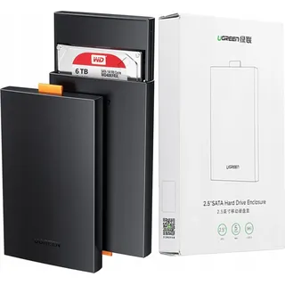 UGREEN 60353, HDD / SSD-Gehäuse, 2.5", Serial ATA III, 5 Gbit/s, USB Anschluss, Schwarz