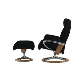 Stressless Relaxsessel Leder 91 x 112 x 84 cm Schwarz mit Hocker