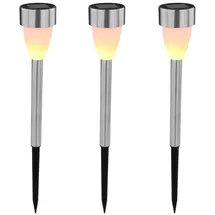 GLOBO Solarleuchte Edelstahl 3er Set spritzwassergeschützt gelb