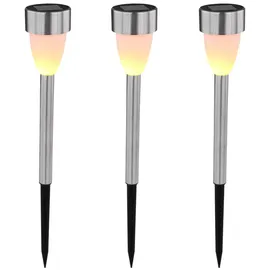 GLOBO Solarleuchte Edelstahl 3er Set spritzwassergeschützt gelb
