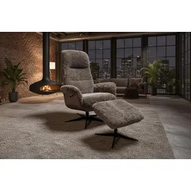 KAWOLA Relaxsessel SILVA Schaffell 77 x 106 x 77 cm Beige mit Hocker, drehbar