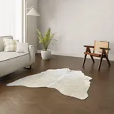 Wildlife Design Kuhfell Teppich Echtfell Sandfarbe Kompakt ca. 170x160 cm Wohnzimmer Nachhaltig Tierfreundlich Gratis Lederuntersetzer