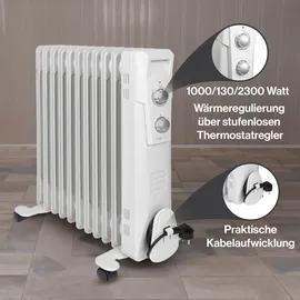 Clatronic Clatronic® Ölradiator | Effiziente mobile Heizung | elektrische Heizung mit 11 Rippen | 3 Stufen | Slimline Heizkörper | bis zu 50qm | 2300 W | RA... - Weiß