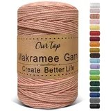 OurTop Premium Makramee Garn Dunkelrosa, 3mm x 300m Macrame Cord Makramee Schnur Makramee Kordel, Garn für DIY Handwerk, Weben Dekoration, Hängepflanze Pflanze Aufhänger