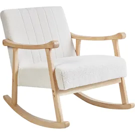Beliani Schaukelsessel LEKNES Bouclé 70 x 80 x 90 cm Cremeweiß