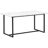 Manahee Design | Esszimmertisch 180x90x76 cm Küchentisch Weiß in Marmor-Optik Modern, Esstisch Groß, Speisetisch Rechteckig, Tisch Esszimmer mit... - Weiß