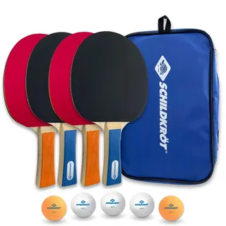 Donic Schildkröt Tischtennis Set Hobby für 4 Spieler, 4 Schläger mit 5 Bälle in Tasche