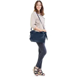 Samantha look Henkeltasche SAMANTHA LOOK, Damen, Gr. B/H/T: 33cm x 23cm x 12cm onesize, blau, Leder, leicht glänzend, unifarben, Taschen, echt Leder, Made in Italy