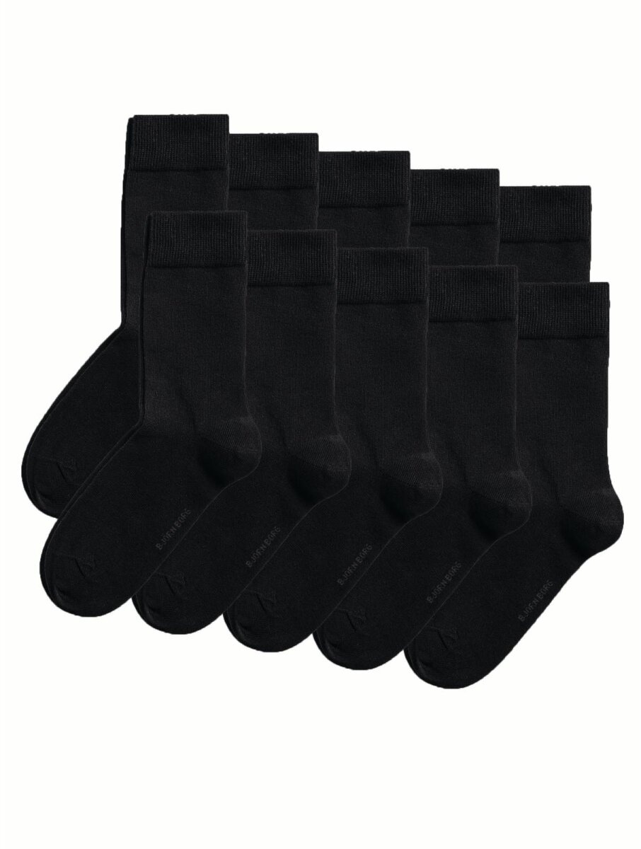 BJÖRN BORG Herren Socken 10er Pack - Essential Ankle Sock, Strümpfe, Socken, Baumwolle, einfarbig Schwarz 41-45
