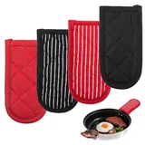 Oruola 4 Stück Topfgriff Hitzeschutz Berndes,Handschuhe Mit Topfstiel,Isolierte Topfgriffabdeckung,Maschinenwaschbare Griffhandschuhe,Rutschfeste Topfgriffabdeckungen,Schwarz/Rot