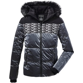 KILLTEC Damen Jacke in Daunenoptik/Skijacke mit abzippbarer Kapuze und abzippbarem Schneefang - KSW 212 WMN SKI QLTD JCKT, schwarz, 38, 37319-000