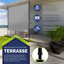 tillvex Klemmmarkise 100 x 310 cm grau wetterbeständig