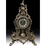 Casa Padrino Luxus Barock Tischuhr 26 x H. 42 cm - Handgefertigte Bronze Uhr im Barockstil - Barock Schreibtischuhr - Barock Schreibtisch Deko - Ba... - Bronze