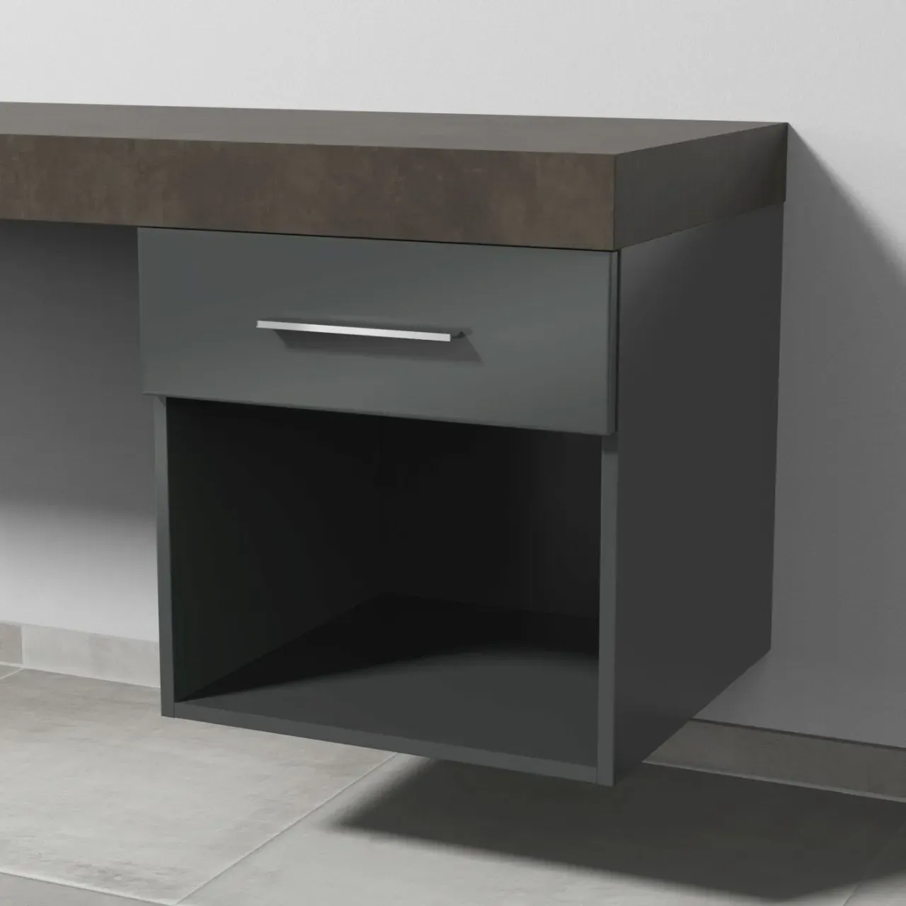 Sanipa Anbau-/Solitärschrank 2morrow (G2353) 510x500x520 Anthrazit-Glanz, G235379 G235379