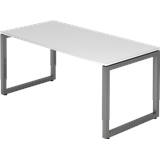 Hammerbacher Ergonomic Plus R-Serie RS16/W/G Schreibtisch weiß rechteckig, Kufen-Gestell grau 160,0 x 80,0 cm