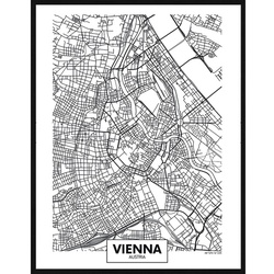 ANY IMAGE Digitaldruck »Stadtplan Vienna«, Rahmen: Buchenholz, Schwarz