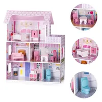 Chipolino Holzpuppenhaus 9-teilig rosa
