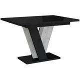 MEBLINI Esstisch Ausziehbar - Esszimmertisch Modern - Küchentisch - Säulentisch - Ausziehtisch - Dining Table - Esszimmertische - 120-160x90x75cm - Viney - Schwarz Hochglanz/Betonoptik