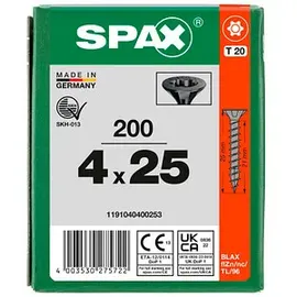 SPAX Universalschrauben T20 4,0x25 schwarz 200 St.