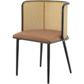 [en.casa] Esszimmerstuhl Flen Kunstleder Braun/Schwarz 2er Set