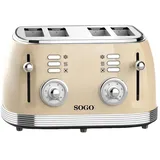 Sogo Human Technology 4-Scheiben-Toaster Kontrollleuchte, Toastfunktion Beige,