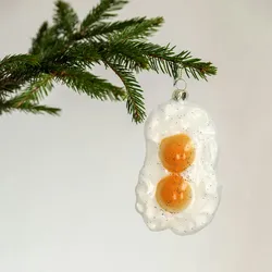 Christbaumschmuck Glas 12cm Spiegeleier Figur Handbemalt Christbaum Weihnachtsbaum Anhänger Christbaumanhänger Weihnachtsbaumschmuck Essen Küche Weiß
