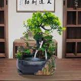 Wasserfall-Dekor Zimmerbrunnen für Zen-Lichtatmosphäre im Home Office und im Freien. Ideal als Luftbefeuchter-Geschenkdekoration (B-Kein Nebel)