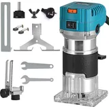 Elektrische Oberfräse - Kantenfräse - 800 W Motor - 6,35 mm Spannzange - 6 Geschwindigkeiten - Fräsen, Gravieren, Nuten - Standard