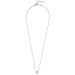 Kette mit Anhänger FIRETTI "dezent, schlicht, klassisch, rund", silber (edelstahlfarben, kristallweiß), Halsketten, Damen, Edelstahl, L: 45,5cm, mit Glasstein