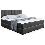 altdecor Boxbett 160 x 200 cm H4 Schwarz Hochglanz
