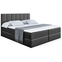 altdecor Boxbett 160 x 200 cm H4 Schwarz Hochglanz