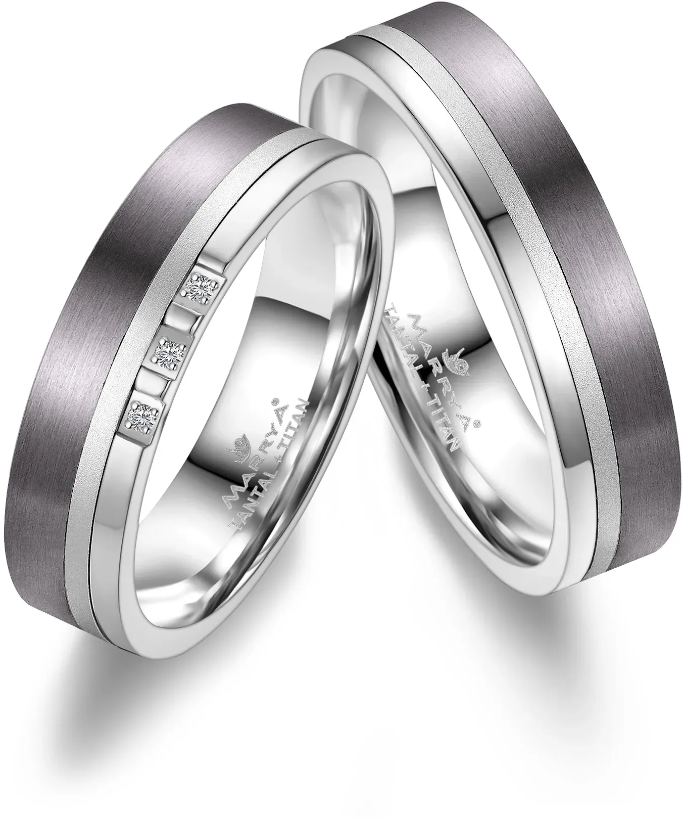 Partnerring MARRYA "Tantal Ringe Trauringe Eheringe Partnerringe" Fingerringe Gr. 66, Tantal, silberfarben (herren ring, silber) Damen