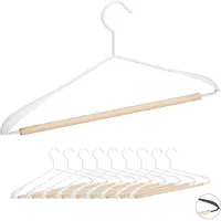 Relaxdays Kleiderbügel 10er Set, Anzugbügel mit Hosensteg, T-Shirts, Jacken