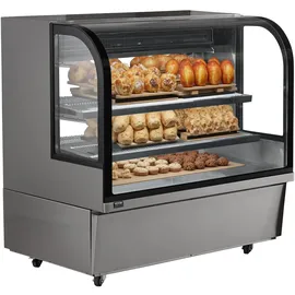 Vevor Kühlvitrine Gebäckvitrine 505 L 2-stufiger kommerzieller Kühlvitrinenschrank Kuchentheke kkalte Theke mit LED-Beleuchtung & Abluftkühlung Rollbar, für Bäckereien Café Restaurant usw.