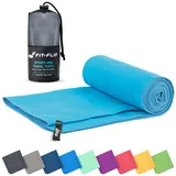 Fit-Flip Mikrofaser Handtuch - kompakte Microfaser Handtücher - ideal als Sporthandtuch, Reisehandtuch, Strandtuch - schnelltrocknend und leicht - Badetuch groß (50x100cm, Himmelblau)