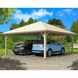 Doppelcarport SKANHOLZ "Taunus", beige (natur), H: 220cm, Carports