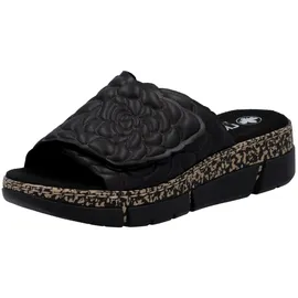 Rieker Pantolette Sommerschuh, Klettschuh, Hausschuh, Plateau, mit Klettverschluss schwarz 43 EU
