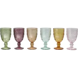 Chic Antique Farbige Weingläser Saint-Émilion mit Muster 6er, H14,5/Ø 7,5 cm verschiedene Farben