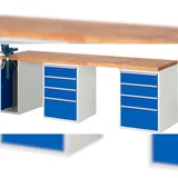 PROREGAL Werkbank Serie 7000 - Modell 7510 | HxBxT 89x250x70cm | 8x Schublade + 1x Schrank inkl. SchPROREGALbstock | Schubladenmaße 6x150 + 2x270mm