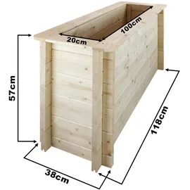 TIMBELA Hochbeet 118 x 38 x 57 cm Beige