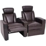Mendler 2er Kinosessel HWC-H30, Relaxsessel Fernsehsessel Zweisitzer Sofa, Staufach Soft Touch Kunstleder ~ braun