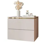 lookway Nachttisch, Kaschmir, Holzwerkstoff, Uni, 2 Schubladen, Rechteckig, 50x40x37 cm, Schlafzimmer, Nachttische