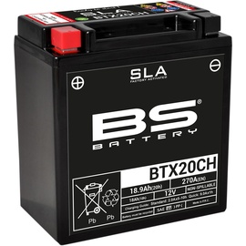 BS Battery 300766 BTX20CH AGM SLA Motorrad Batterie, Schwarz