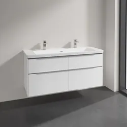 Villeroy & Boch Subway 3.0 Badmöbel-Set 130 cm, 4 Auszüge, WT für 2 Armaturen, Badmöbel,