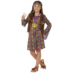 Smiffys Kostüm Hippie, Peaciges Hippiekostüm ffür Kinder lila 134-140